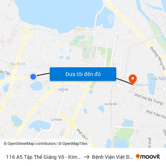 116 A5 Tập Thể Giảng Võ - Kim Mã to Bệnh Viện Việt Đức map