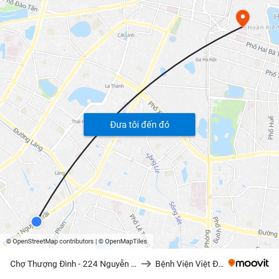 Chợ Thượng Đình - 224 Nguyễn Trãi to Bệnh Viện Việt Đức map