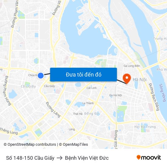 Số 148-150 Cầu Giấy to Bệnh Viện Việt Đức map