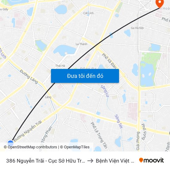 386 Nguyễn Trãi - Cục Sở Hữu Trí Tuệ to Bệnh Viện Việt Đức map