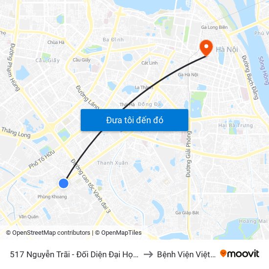 517 Nguyễn Trãi - Đối Diện Đại Học Hà Nội to Bệnh Viện Việt Đức map