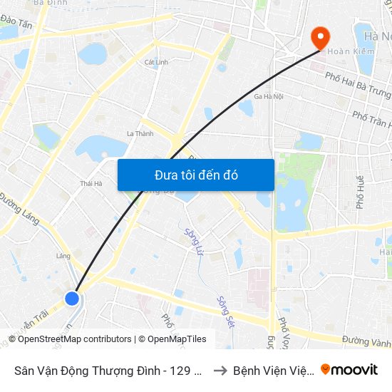 Sân Vận Động Thượng Đình - 129 Nguyễn Trãi to Bệnh Viện Việt Đức map