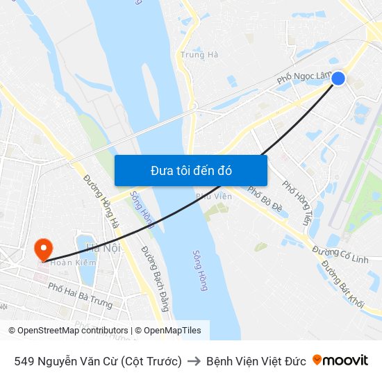 549 Nguyễn Văn Cừ (Cột Trước) to Bệnh Viện Việt Đức map