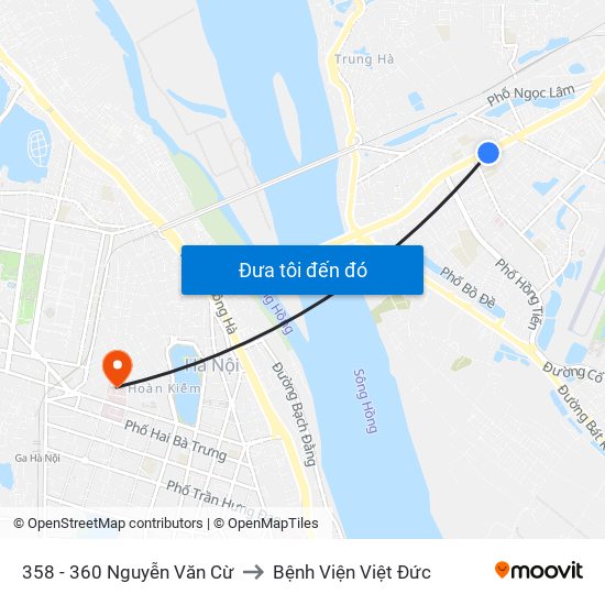 358 - 360 Nguyễn Văn Cừ to Bệnh Viện Việt Đức map