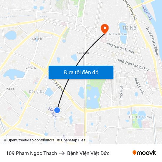 109 Phạm Ngọc Thạch to Bệnh Viện Việt Đức map