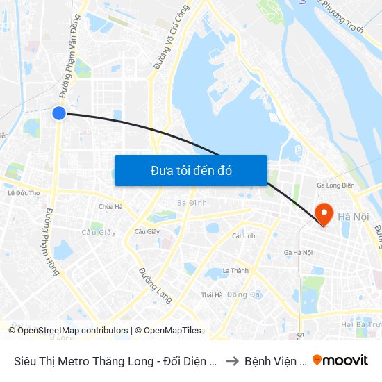 Siêu Thị Metro Thăng Long - Đối Diện Ngõ 599 Phạm Văn Đồng to Bệnh Viện Việt Đức map