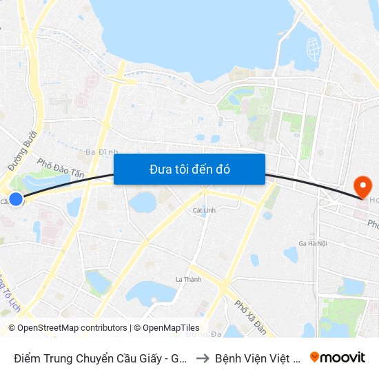 Điểm Trung Chuyển Cầu Giấy - Gtvt 02 to Bệnh Viện Việt Đức map