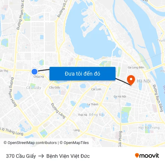 370 Cầu Giấy to Bệnh Viện Việt Đức map