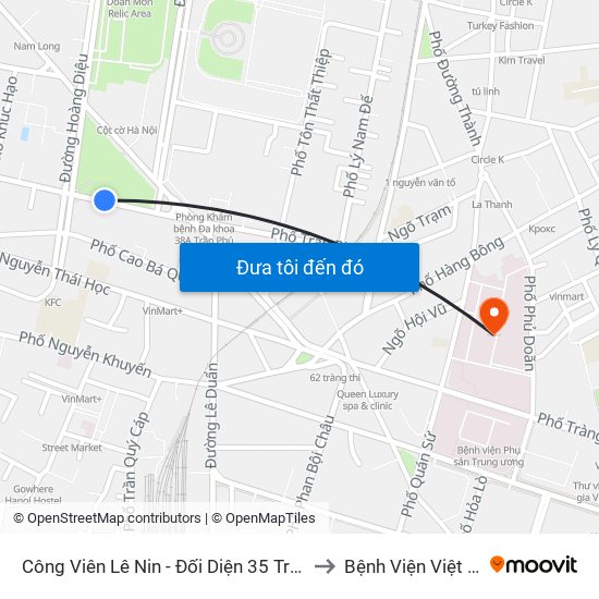 Công Viên Lê Nin - Đối Diện 35 Trần Phú to Bệnh Viện Việt Đức map