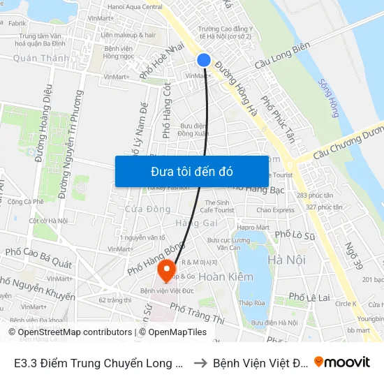 E3.3 Điểm Trung Chuyển Long Biên to Bệnh Viện Việt Đức map