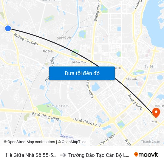 Hè Giữa Nhà Số 55-57 Phố Nhổn to Trường Đào Tạo Cán Bộ Lê Hồng Phong map