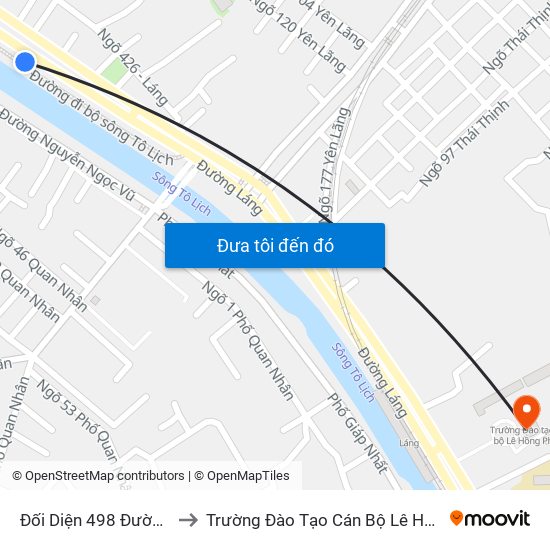 Đối Diện 498 Đường Láng to Trường Đào Tạo Cán Bộ Lê Hồng Phong map