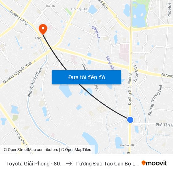 Toyota Giải Phóng - 807 Giải Phóng to Trường Đào Tạo Cán Bộ Lê Hồng Phong map