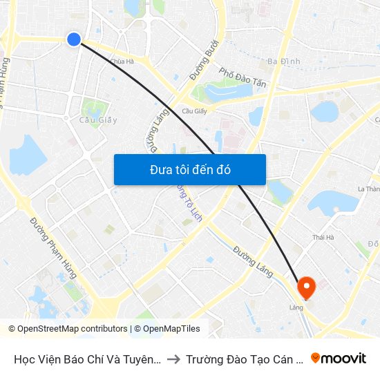 Học Viện Báo Chí Và Tuyên Truyền - 36 Xuân Thủy to Trường Đào Tạo Cán Bộ Lê Hồng Phong map