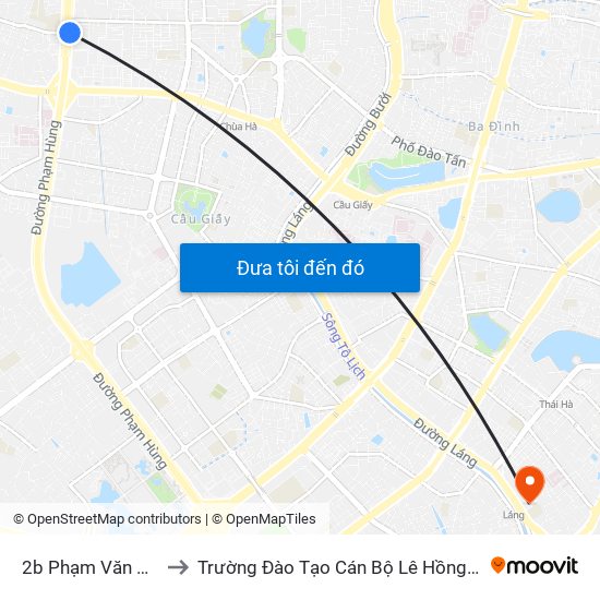 2b Phạm Văn Đồng to Trường Đào Tạo Cán Bộ Lê Hồng Phong map