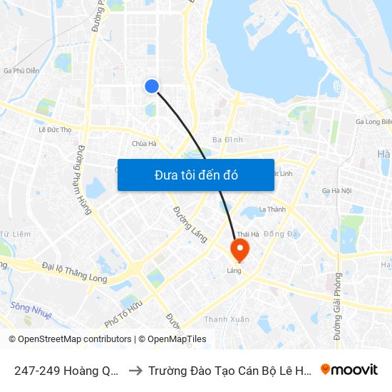 247-249 Hoàng Quốc Việt to Trường Đào Tạo Cán Bộ Lê Hồng Phong map