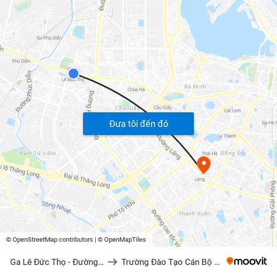 Ga Lê Đức Thọ - Đường Hồ Tùng Mậu to Trường Đào Tạo Cán Bộ Lê Hồng Phong map