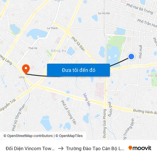 Đối Diện Vincom Tower - Bà Triệu to Trường Đào Tạo Cán Bộ Lê Hồng Phong map