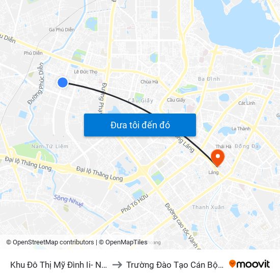 Khu Đô Thị Mỹ Đình Ii- Nguyễn Cơ Thạch to Trường Đào Tạo Cán Bộ Lê Hồng Phong map