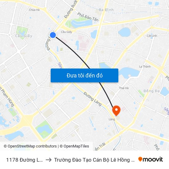 1178 Đường Láng to Trường Đào Tạo Cán Bộ Lê Hồng Phong map