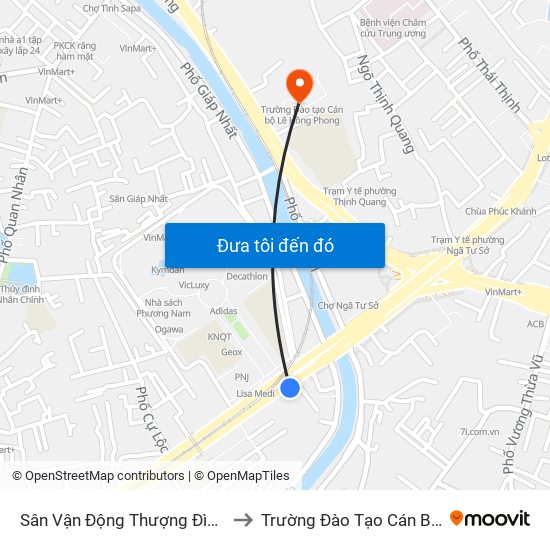 Sân Vận Động Thượng Đình - 129 Nguyễn Trãi to Trường Đào Tạo Cán Bộ Lê Hồng Phong map