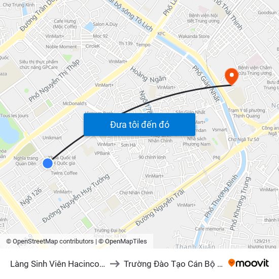 Làng Sinh Viên Hacinco - Nguyễn Tuân to Trường Đào Tạo Cán Bộ Lê Hồng Phong map