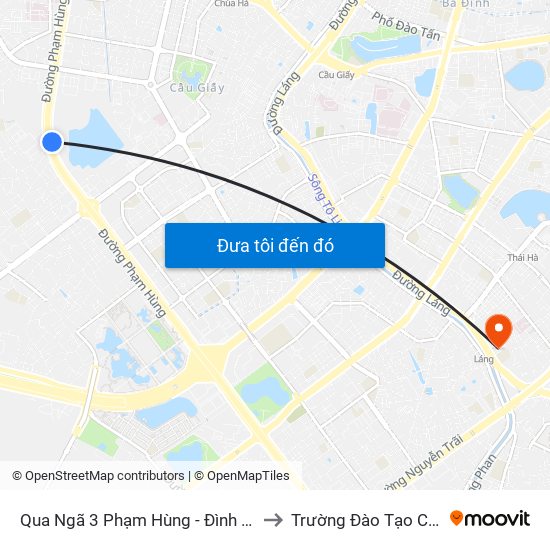 Qua Ngã 3 Phạm Hùng - Đình Thôn (Hướng Đi Phạm Văn Đồng) to Trường Đào Tạo Cán Bộ Lê Hồng Phong map