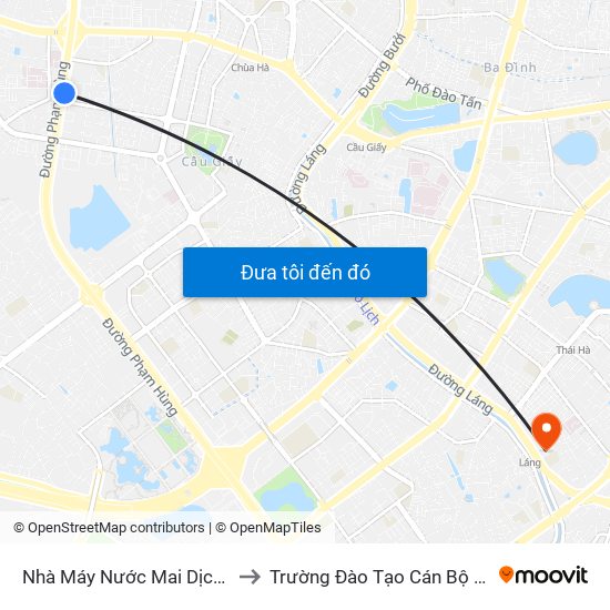 Nhà Máy Nước Mai Dịch - Phạm Hùng to Trường Đào Tạo Cán Bộ Lê Hồng Phong map