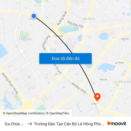 Ga Chùa Hà to Trường Đào Tạo Cán Bộ Lê Hồng Phong map