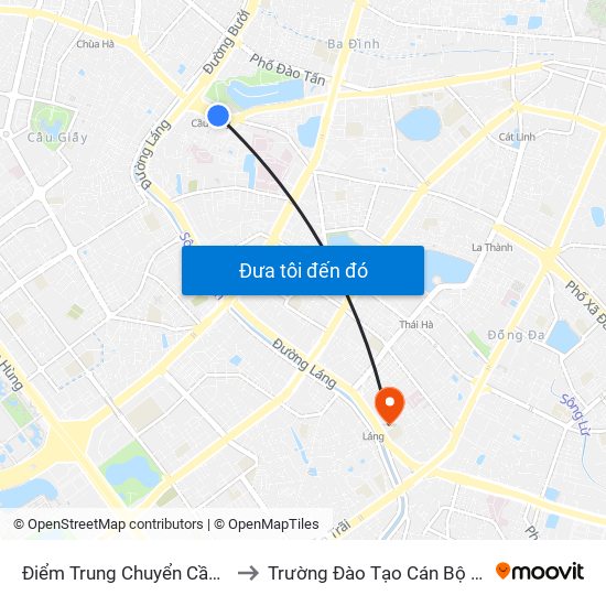 Điểm Trung Chuyển Cầu Giấy - Gtvt 02 to Trường Đào Tạo Cán Bộ Lê Hồng Phong map
