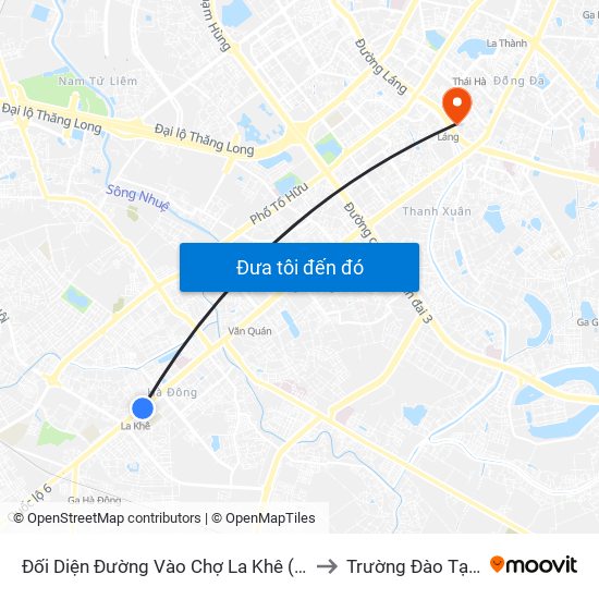 Đối Diện Đường Vào Chợ La Khê (Qua Ga Metro La Khê) - 405 Quang Trung (Hà Đông) to Trường Đào Tạo Cán Bộ Lê Hồng Phong map