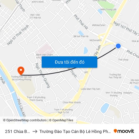 251 Chùa Bộc to Trường Đào Tạo Cán Bộ Lê Hồng Phong map