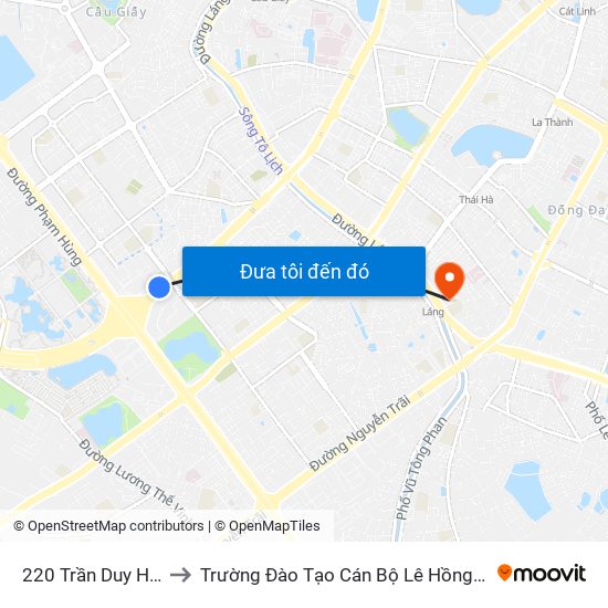 220 Trần Duy Hưng to Trường Đào Tạo Cán Bộ Lê Hồng Phong map