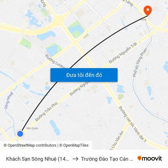 Khách Sạn Sông Nhuệ (148 Trần Phú- Hà Đông) to Trường Đào Tạo Cán Bộ Lê Hồng Phong map