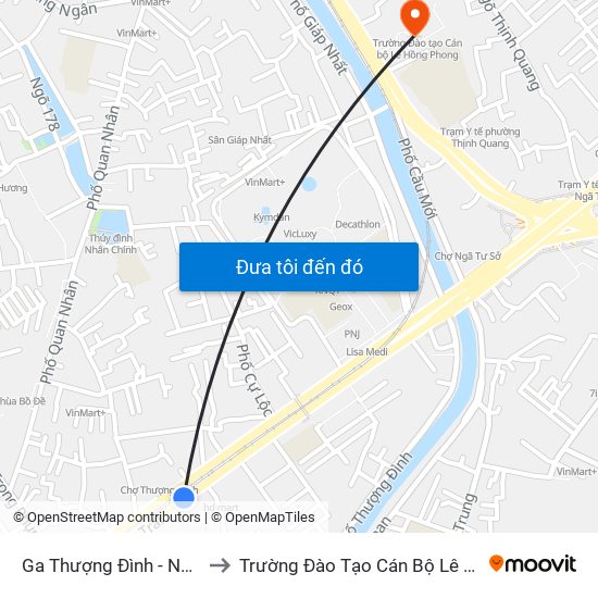 Ga Thượng Đình - Nguyễn Trãi to Trường Đào Tạo Cán Bộ Lê Hồng Phong map