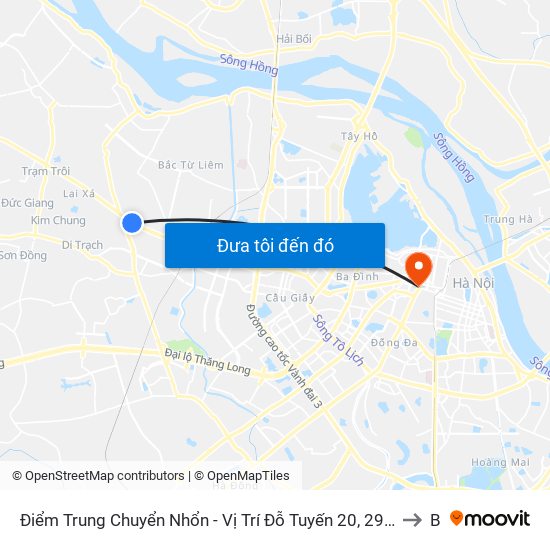 Điểm Trung Chuyển Nhổn - Vị Trí Đỗ Tuyến 20, 29, 32 (Chiều Sơn Tây - Hà Nội)- Đường 32 to B2 map