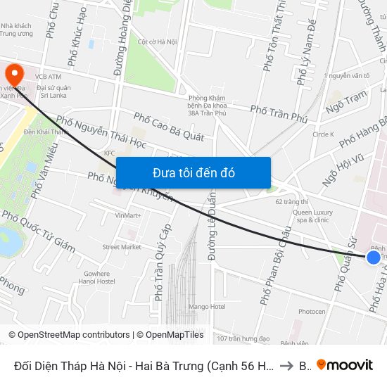 Đối Diện Tháp Hà Nội - Hai Bà Trưng (Cạnh 56 Hai Bà Trưng) to B2 map