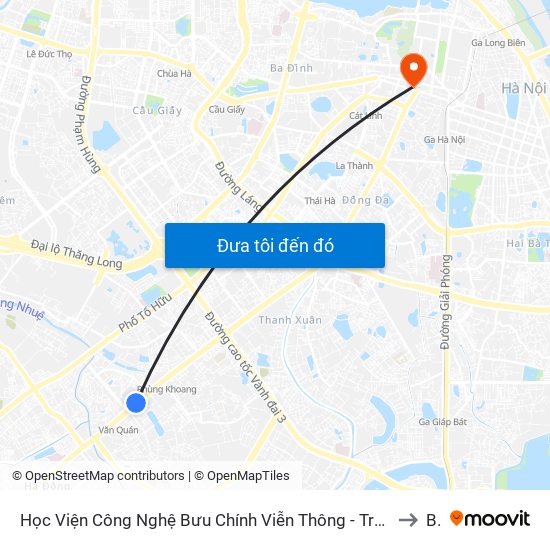 Học Viện Công Nghệ Bưu Chính Viễn Thông - Trần Phú (Hà Đông) to B2 map