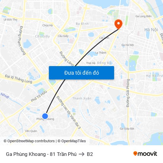 Ga Phùng Khoang - 81 Trần Phú to B2 map