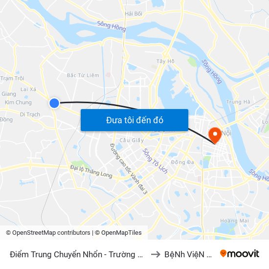 Điểm Trung Chuyển Nhổn - Trường Đại Học Công Nghiệp Hà Nội - Đường 32 to BệNh ViệN ViệT Nam - Cuba map