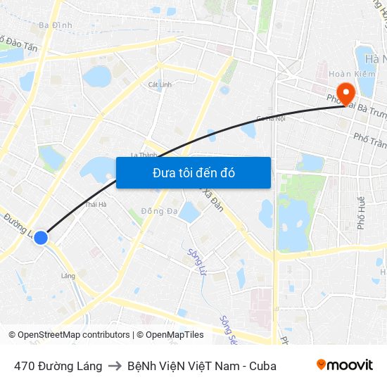 470 Đường Láng to BệNh ViệN ViệT Nam - Cuba map