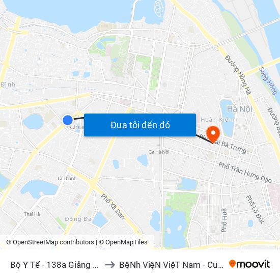 Bộ Y Tế - 138a Giảng Võ to BệNh ViệN ViệT Nam - Cuba map
