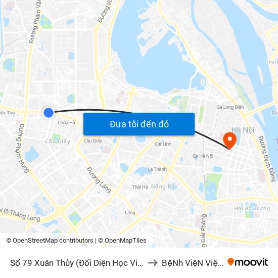 Số 79 Xuân Thủy (Đối Diện Học Viện Báo Chí Và Tuyên Truyền) to BệNh ViệN ViệT Nam - Cuba map