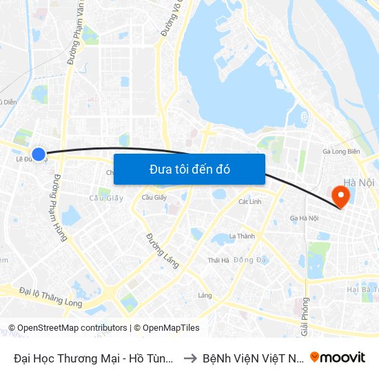 Đại Học Thương Mại - Hồ Tùng Mậu (Cột Sau) to BệNh ViệN ViệT Nam - Cuba map