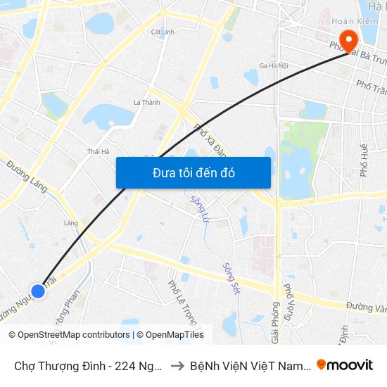 Chợ Thượng Đình - 224 Nguyễn Trãi to BệNh ViệN ViệT Nam - Cuba map