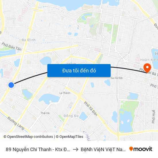 89 Nguyễn Chí Thanh - Ktx Đại Học Luật to BệNh ViệN ViệT Nam - Cuba map