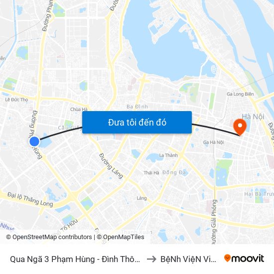 Qua Ngã 3 Phạm Hùng - Đình Thôn (Hướng Đi Phạm Văn Đồng) to BệNh ViệN ViệT Nam - Cuba map