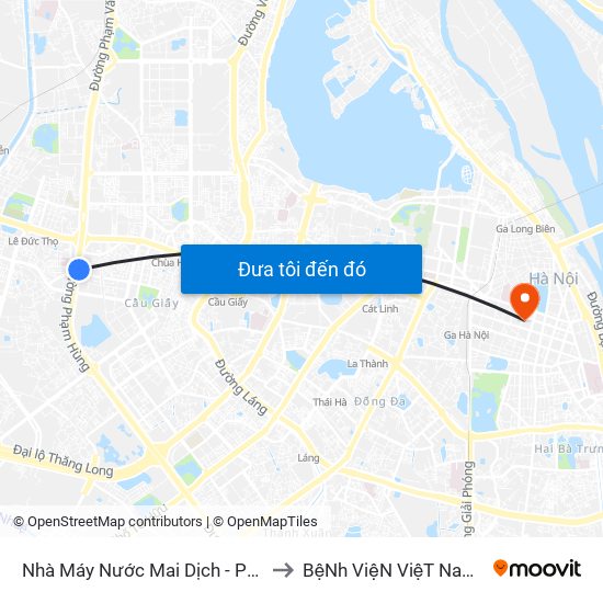 Nhà Máy Nước Mai Dịch - Phạm Hùng to BệNh ViệN ViệT Nam - Cuba map