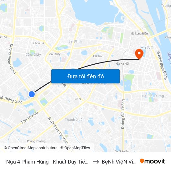 Ngã 4 Phạm Hùng - Khuất Duy Tiến (Trung Tâm Hội Nghị Quốc Gia) to BệNh ViệN ViệT Nam - Cuba map