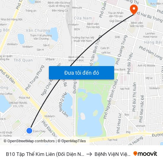 B10 Tập Thể Kim Liên (Đối Diện Ngõ 46b Phạm Ngọc Thạch) to BệNh ViệN ViệT Nam - Cuba map